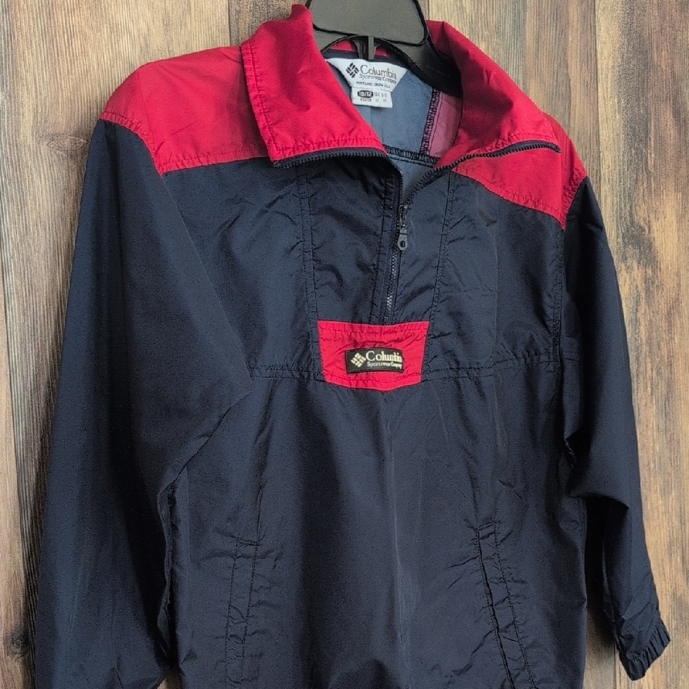 Columbia Kids Navy/Red 1/4 Zip Pullover Windbraker Jacket 10/12           M290